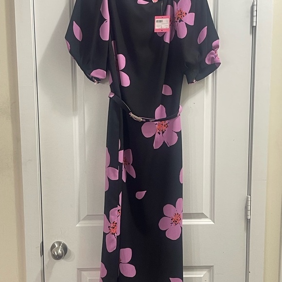 NWT- Kate Spade Black Dress with Pink Floral Design - Picture 3 of 12